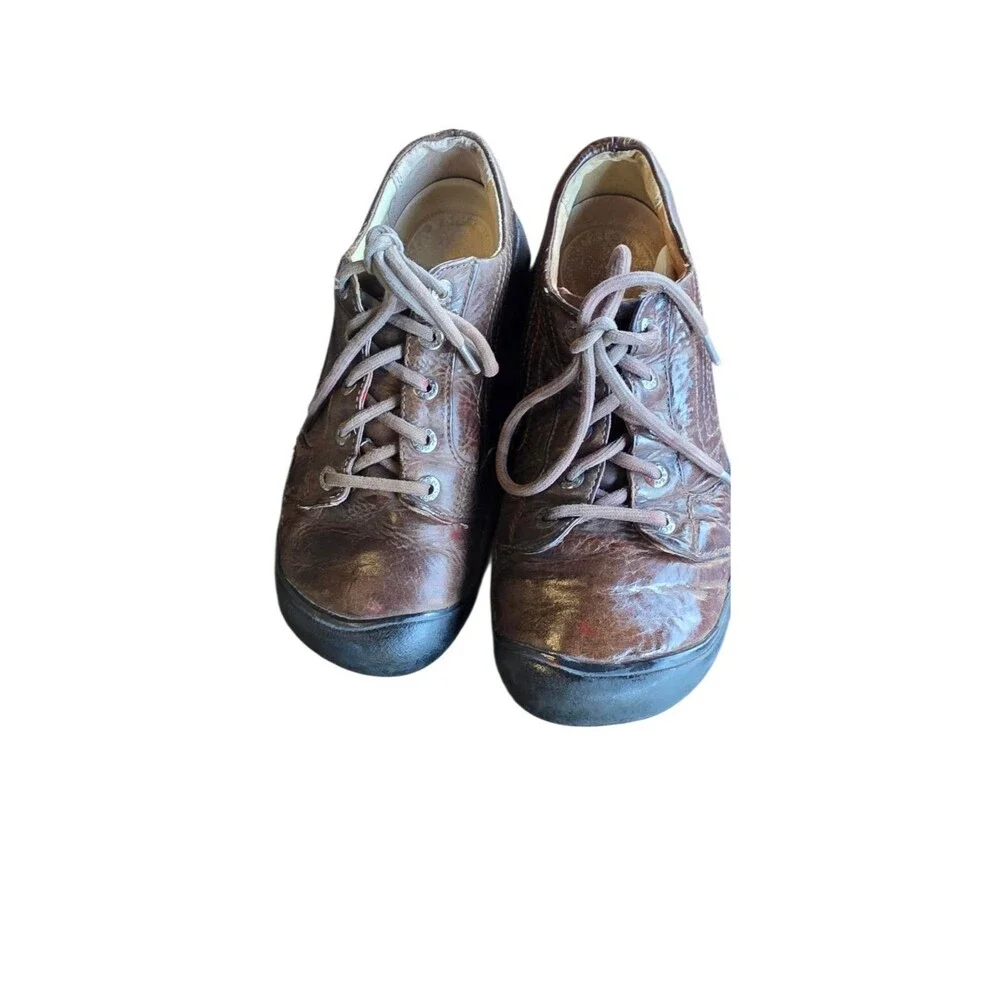 KEEN Alki Brown Leather Shoes Men's US 8.5 EU 41 Lace Up